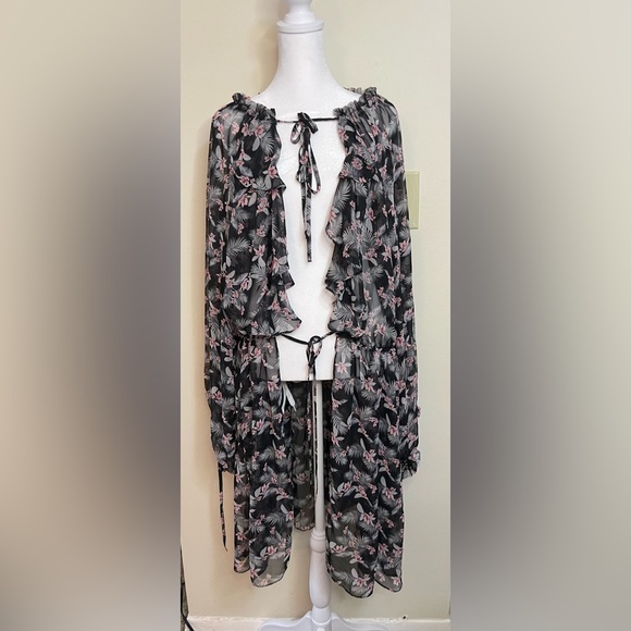 Victoria’s Secret Very Sexy West Side Floral Chiffon Duster Top Cover Up Robes. - Picture 8 of 16